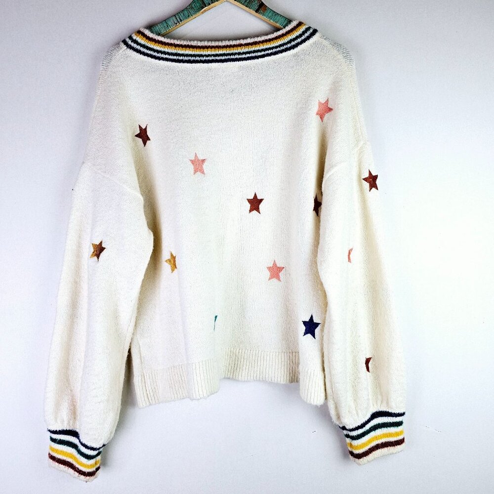 Storia Oversized Baloon Sleeve Rainbow Star Sweater, ST2171, Sz M - Picture 4 of 7